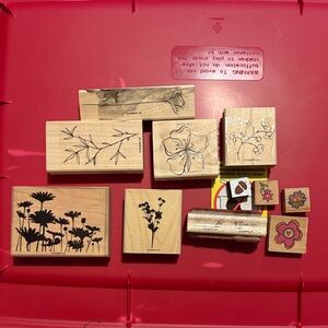 Stampin' Up! Floral and Nature Wooden Stamps - Black and Brown